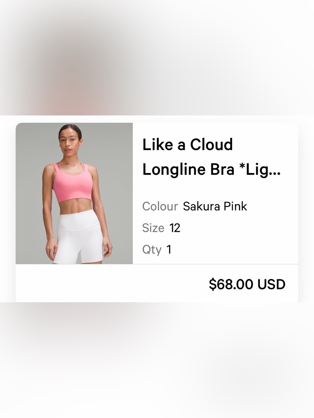 lululemon athletica Like a Cloud Longline Bra - Sakura Pink- 12 D/DD - Picture 2 of 5